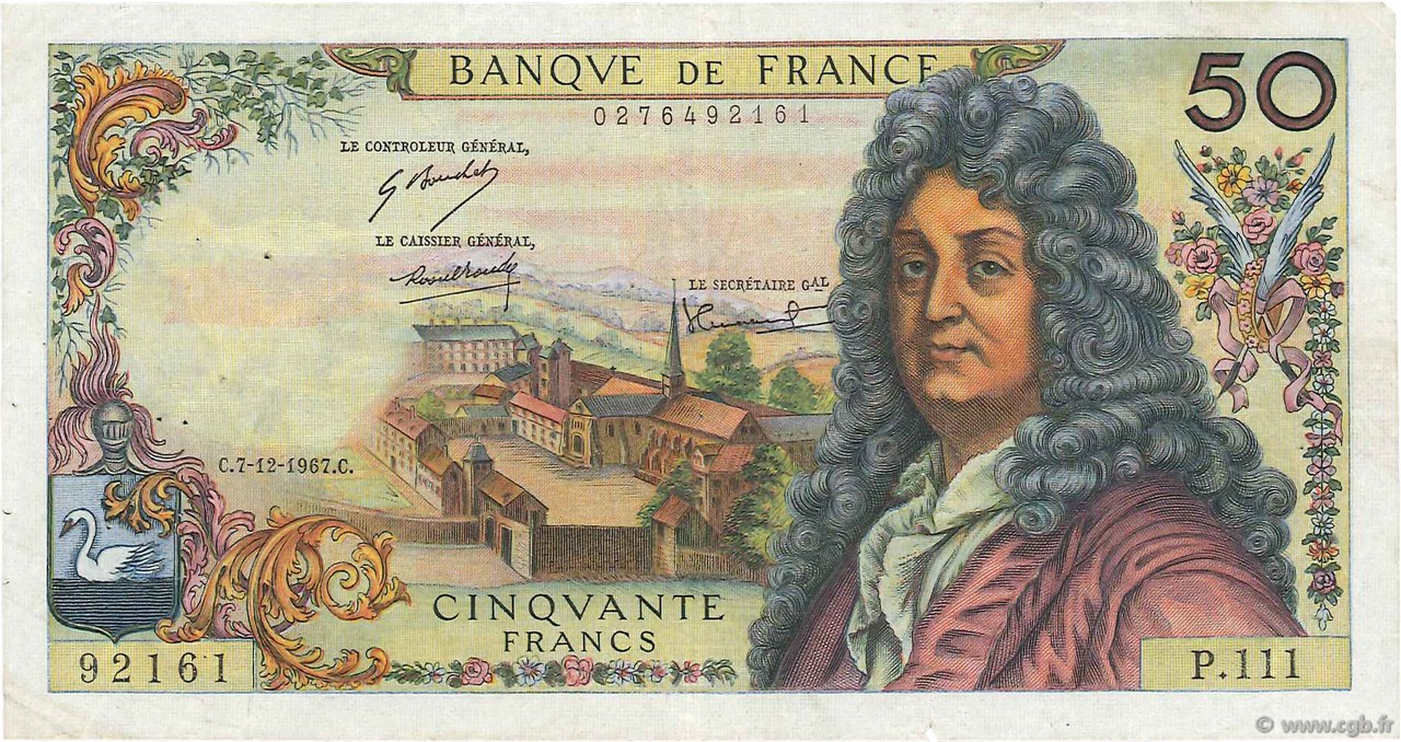 50 Francs RACINE FRANCIA  1967 F.64.10 BC