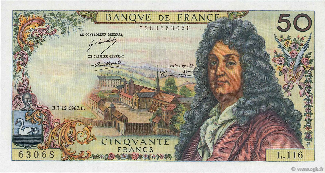 50 Francs RACINE FRANCIA  1967 F.64.10 EBC+