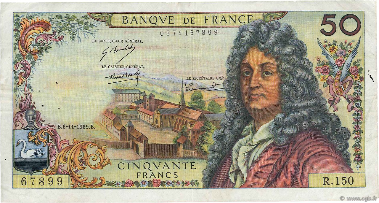 50 Francs RACINE FRANCIA  1969 F.64.15 q.BB