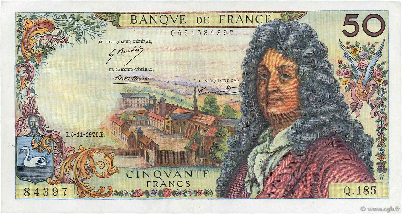 50 Francs RACINE FRANKREICH  1971 F.64.19 fVZ