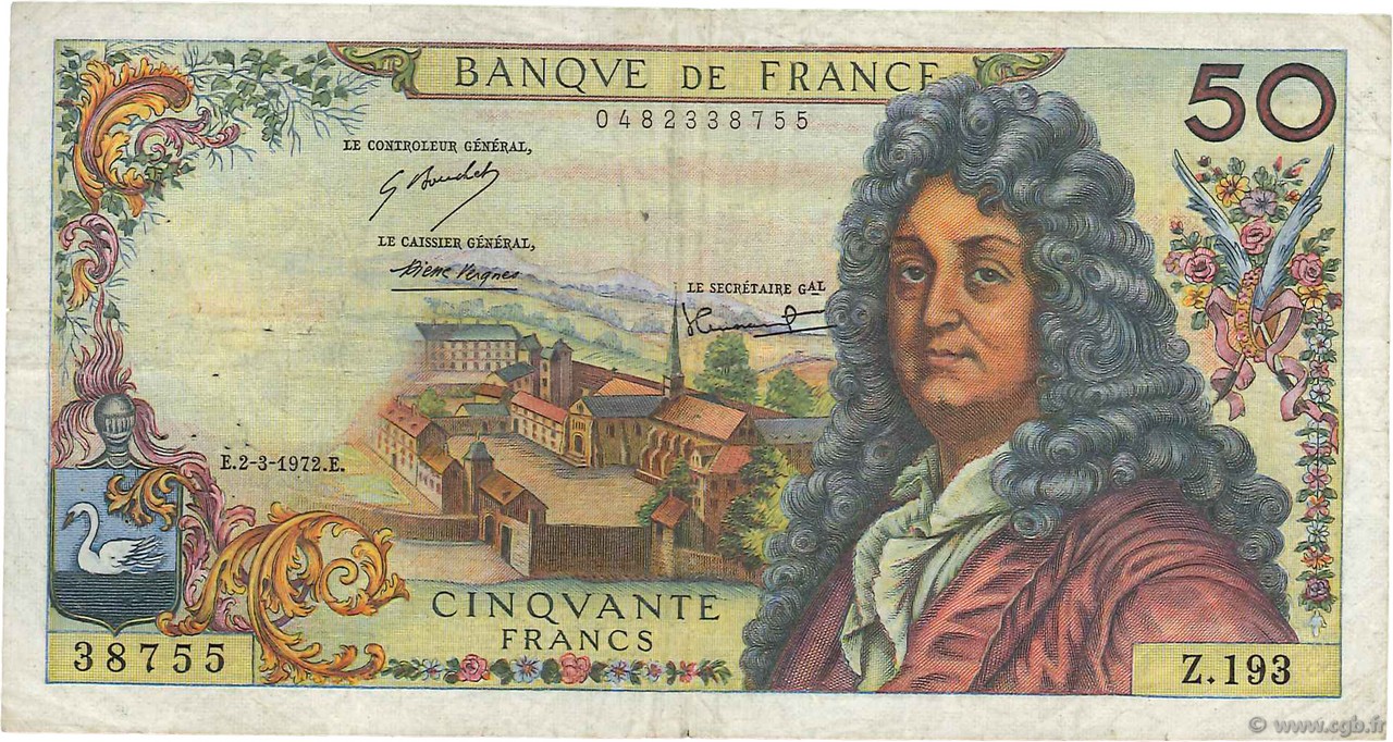 50 Francs RACINE FRANCIA  1972 F.64.20 MB