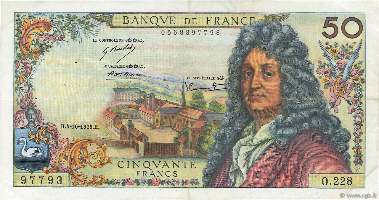 50 Francs RACINE FRANKREICH  1973 F.64.24 fVZ