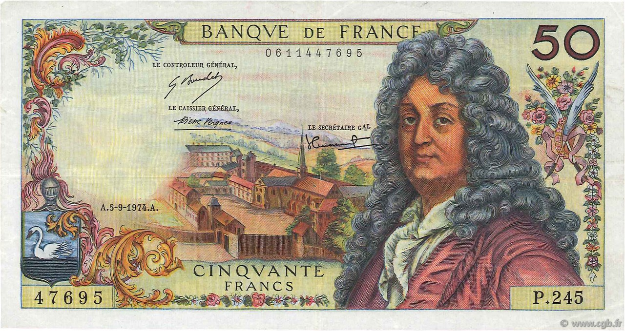 50 Francs RACINE FRANCIA  1974 F.64.27 MBC