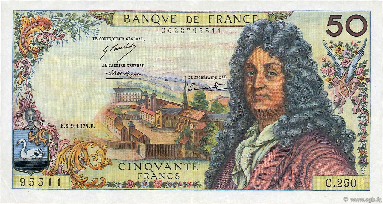50 Francs RACINE FRANKREICH  1974 F.64.27 fVZ