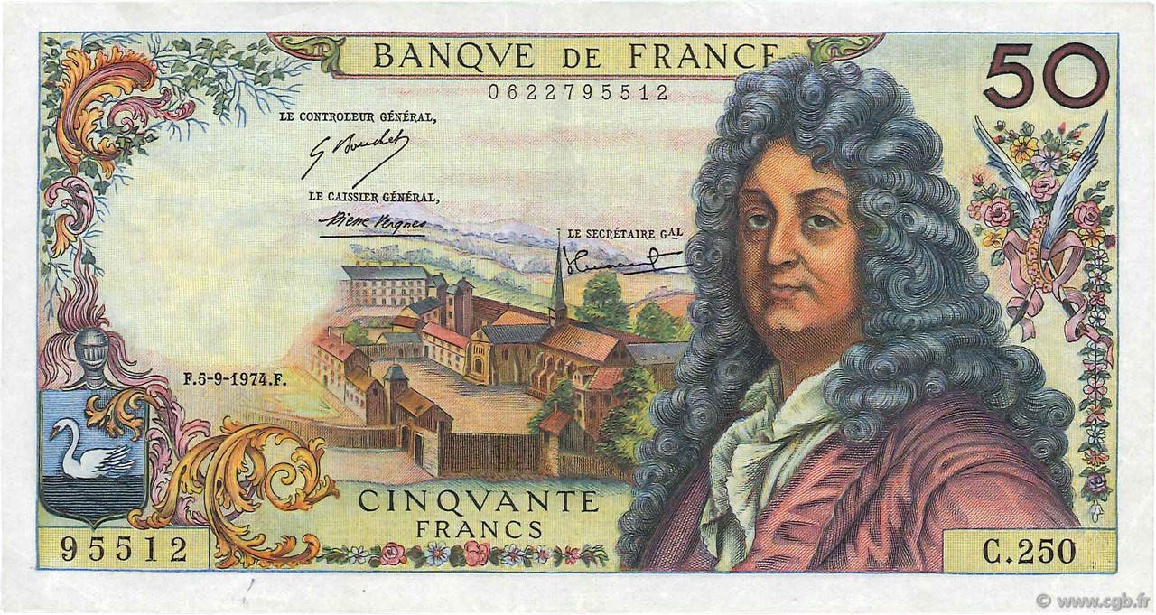 50 Francs RACINE FRANCIA  1974 F.64.27 MBC+