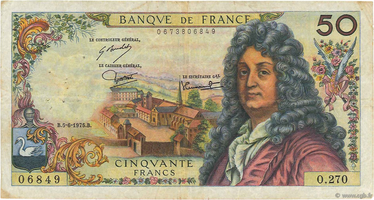 50 Francs RACINE FRANCIA  1975 F.64.30 BC