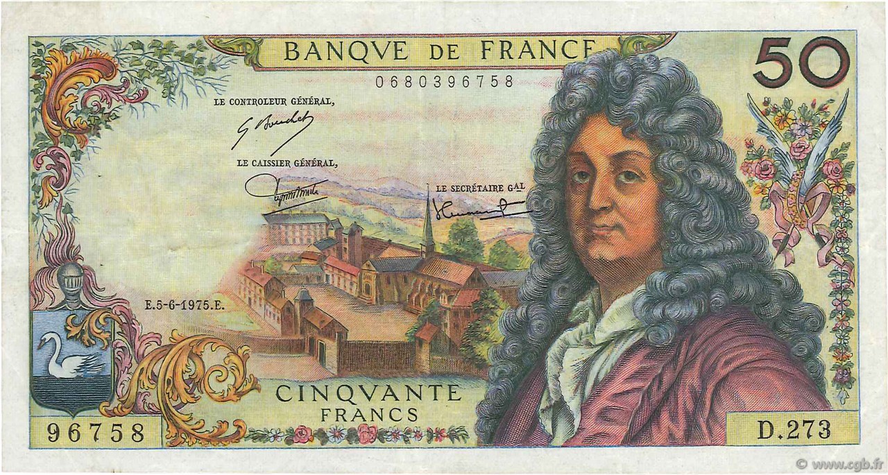 50 Francs RACINE FRANCIA  1975 F.64.30 q.BB