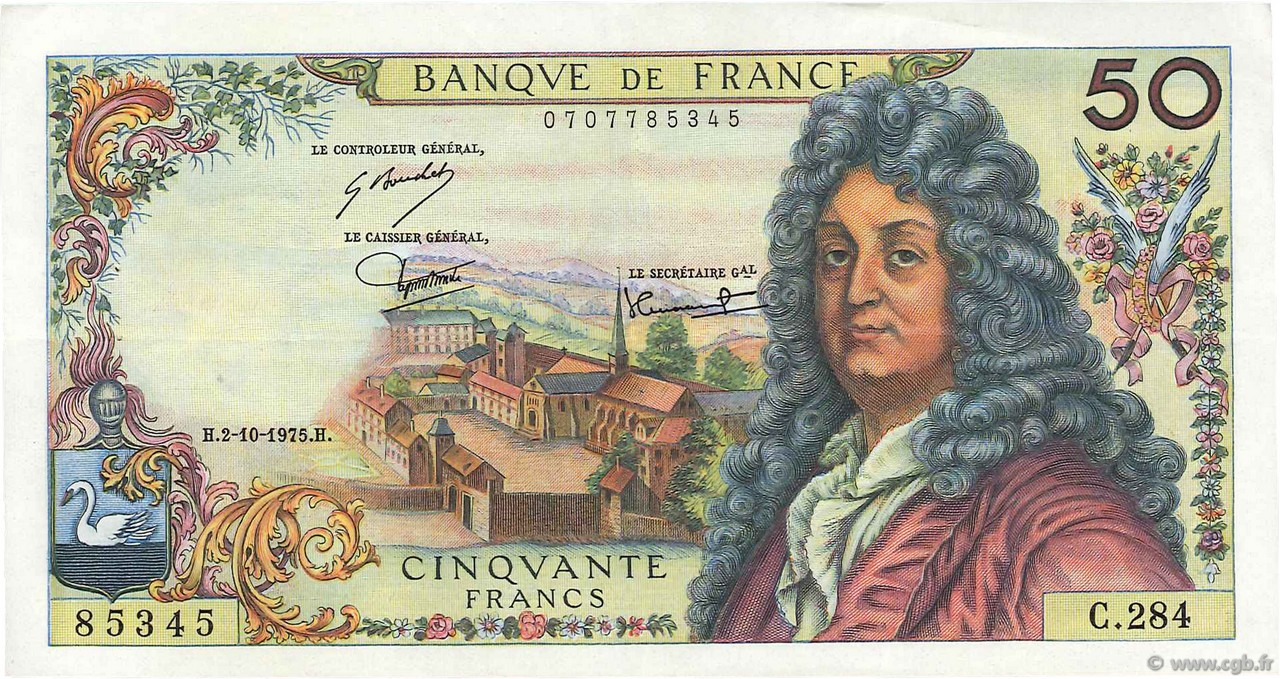 50 Francs RACINE FRANKREICH  1975 F.64.31 fVZ