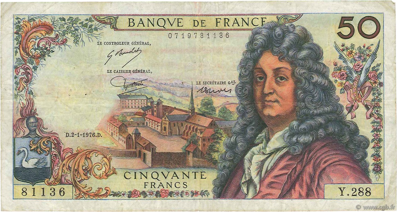 50 Francs RACINE FRANCIA  1976 F.64.32 MB
