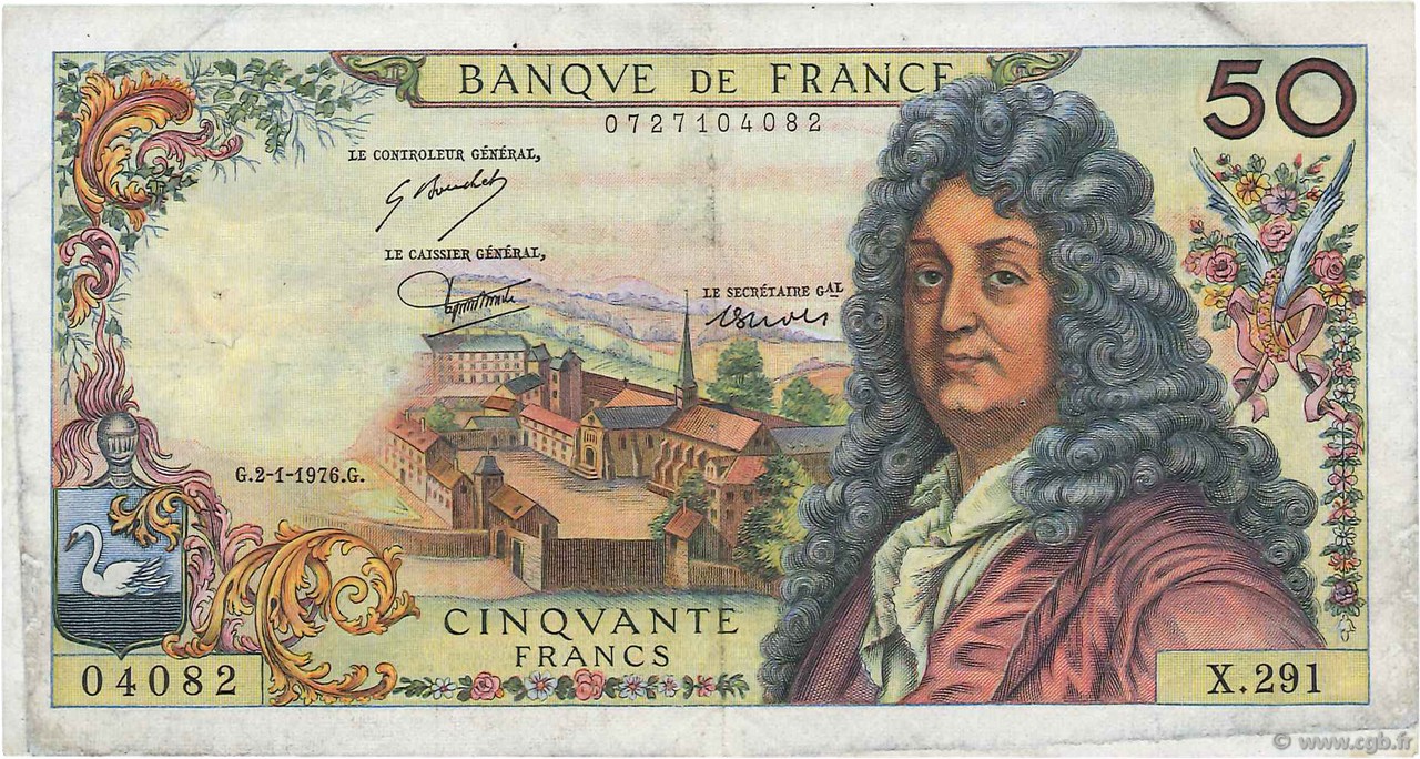 50 Francs RACINE FRANCIA  1976 F.64.32 BC