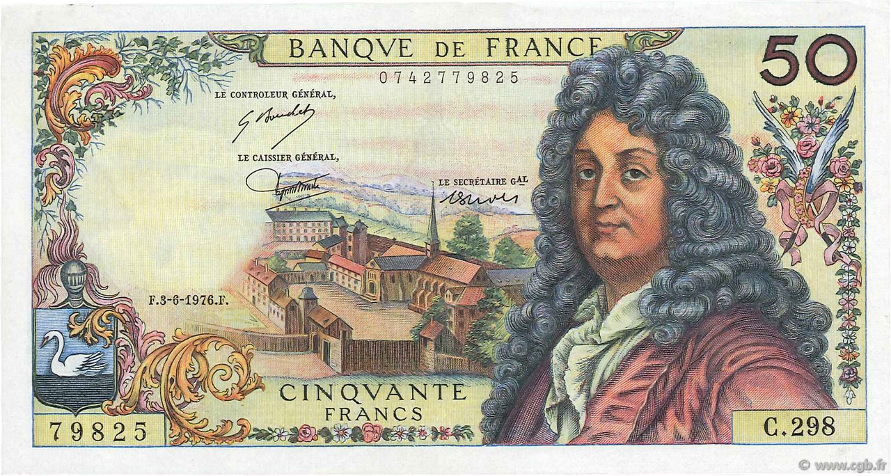50 Francs RACINE FRANKREICH  1976 F.64.33a fVZ