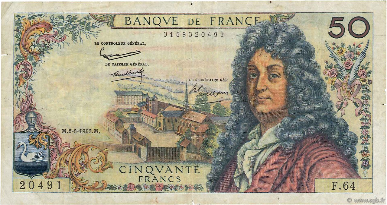 50 Francs RACINE FRANKREICH  1963 F.64.05 SGE