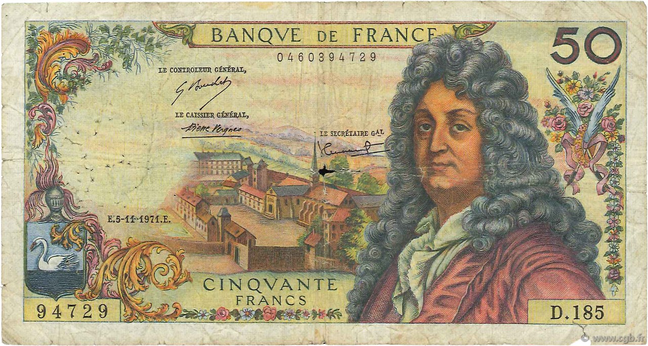 50 Francs RACINE FRANCIA  1971 F.64.19 q.B