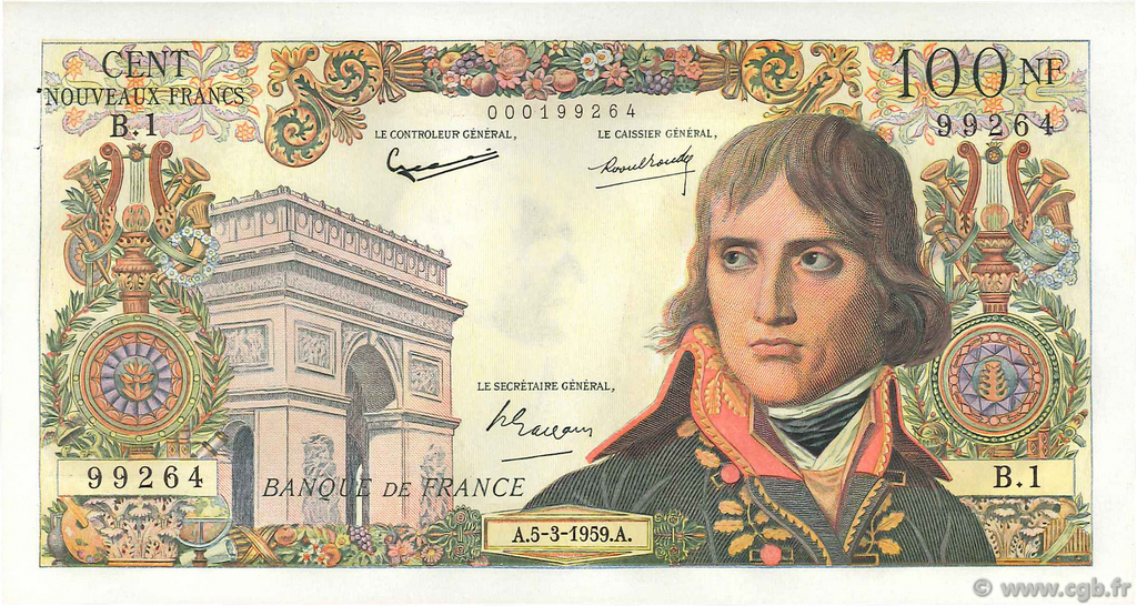 100 Nouveaux Francs BONAPARTE FRANCIA  1959 F.59.01 EBC+