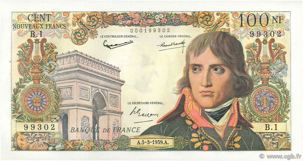 100 Nouveaux Francs BONAPARTE FRANCE  1959 F.59.01 AU