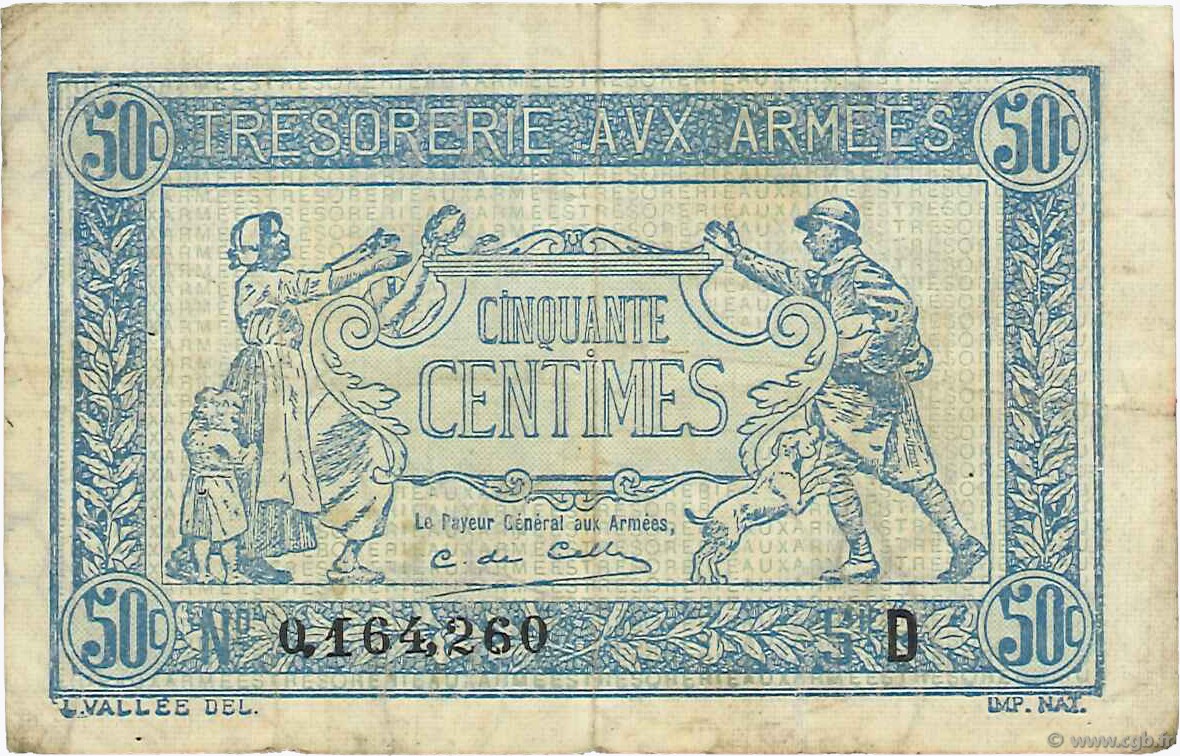50 Centimes TRÉSORERIE AUX ARMÉES 1917 FRANCE  1917 VF.01.04 F+