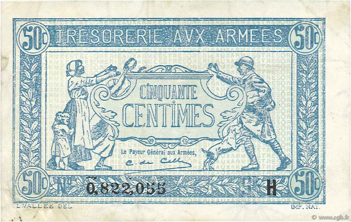 50 Centimes TRÉSORERIE AUX ARMÉES 1917 FRANKREICH  1917 VF.01.08 SS