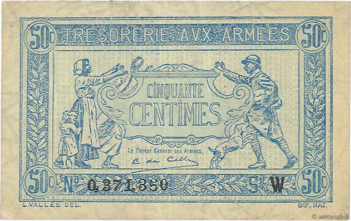 50 Centimes TRÉSORERIE AUX ARMÉES 1919 FRANKREICH  1919 VF.02.06 SS