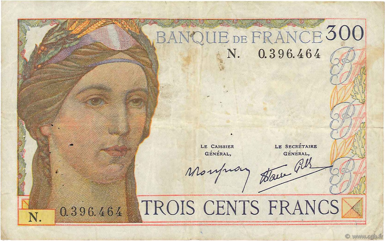 300 Francs FRANCE  1939 F.29.03 F
