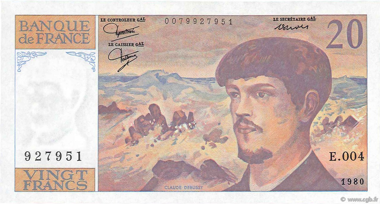 20 Francs DEBUSSY FRANCE  1980 F.66.01 XF+