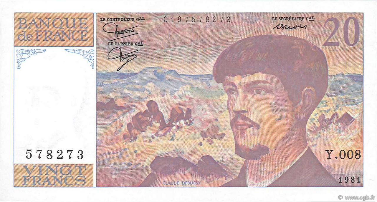 20 Francs DEBUSSY FRANCIA  1981 F.66.02 FDC