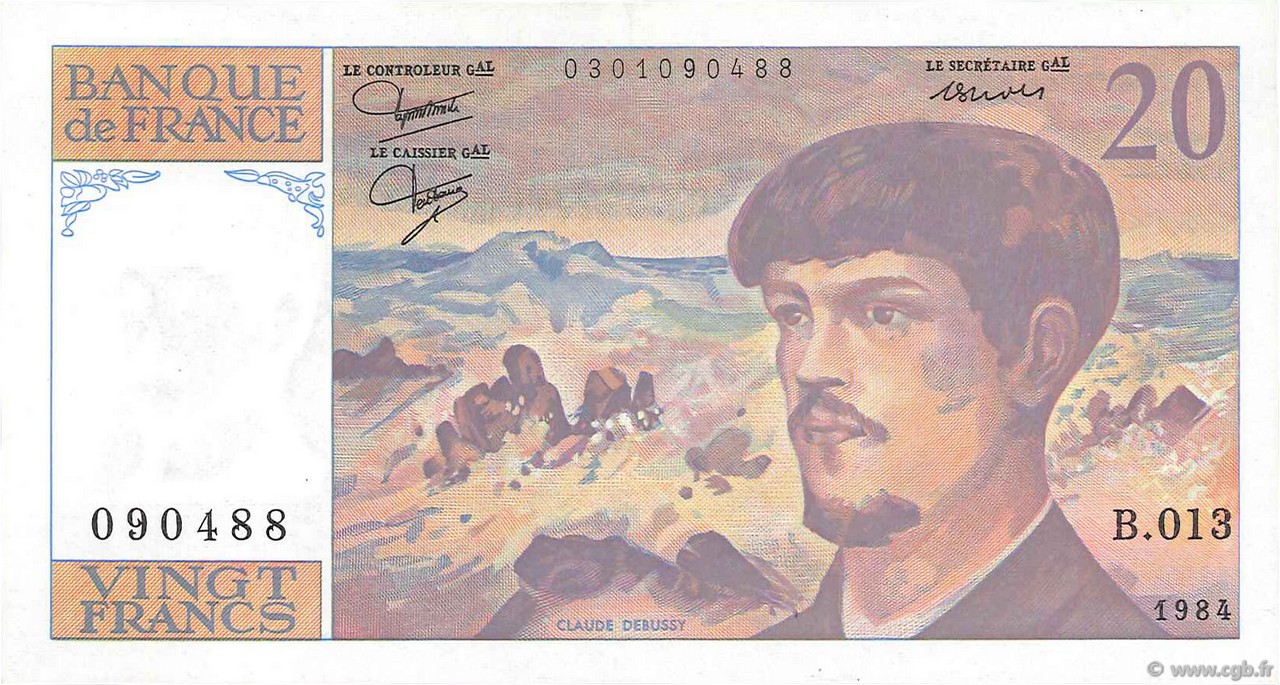20 Francs DEBUSSY FRANCIA  1984 F.66.05 SPL
