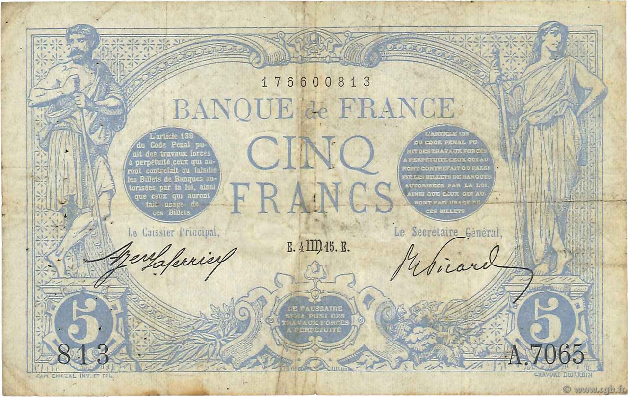 5 Francs BLEU FRANCE  1915 F.02.30 F