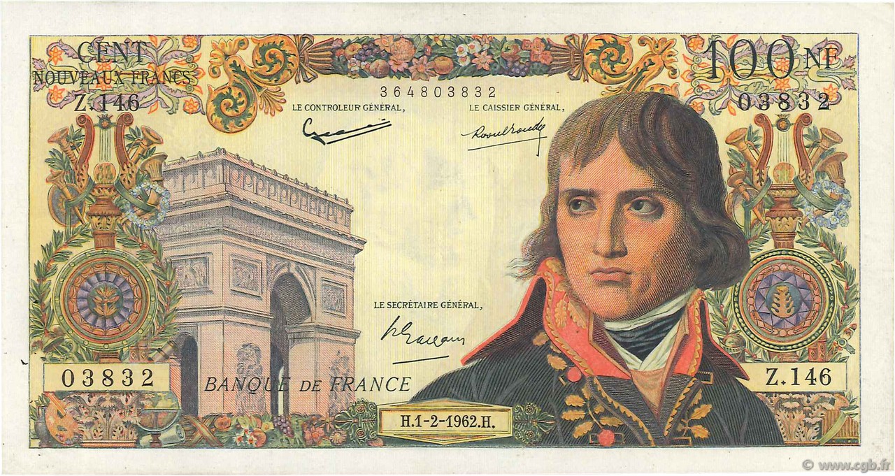 100 Nouveaux Francs BONAPARTE FRANKREICH  1962 F.59.13 fVZ