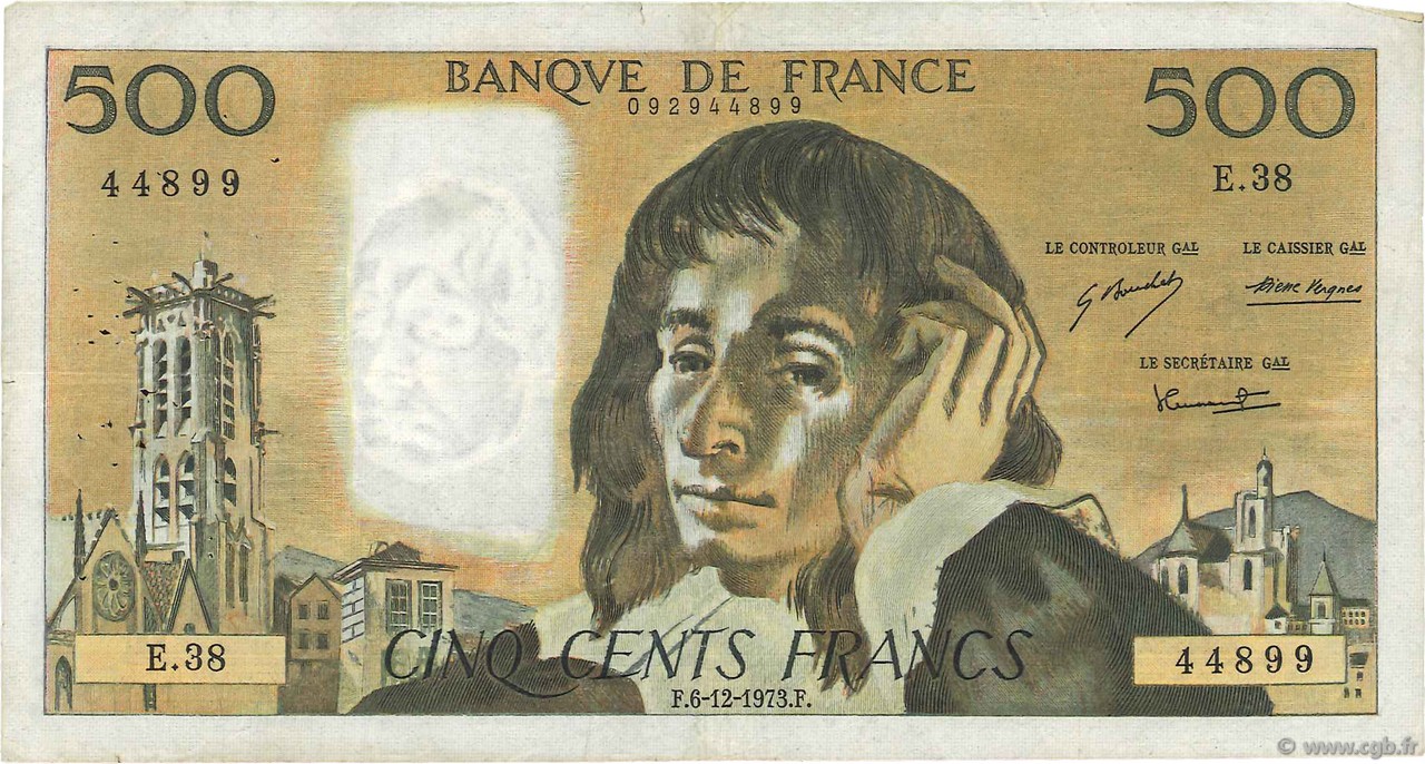 500 Francs PASCAL FRANCIA  1973 F.71.10 MB