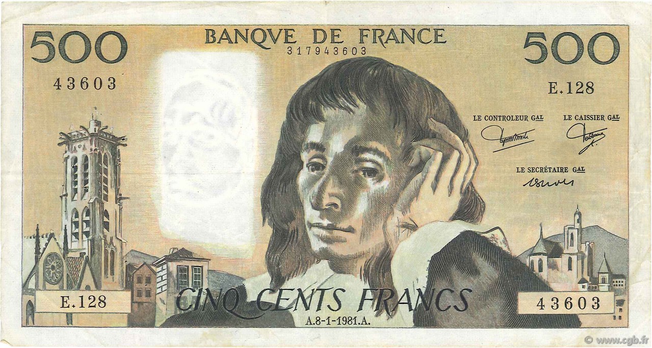 500 Francs PASCAL FRANCIA  1981 F.71.23 BC