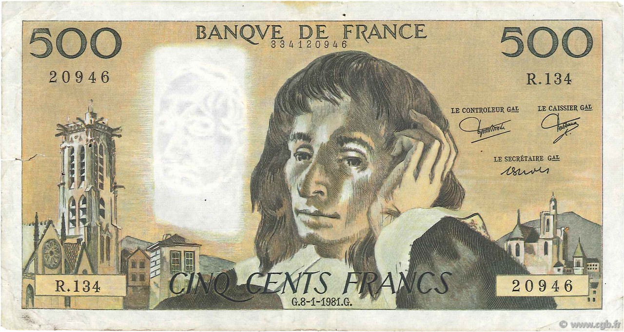 500 Francs PASCAL FRANCIA  1981 F.71.23 BC