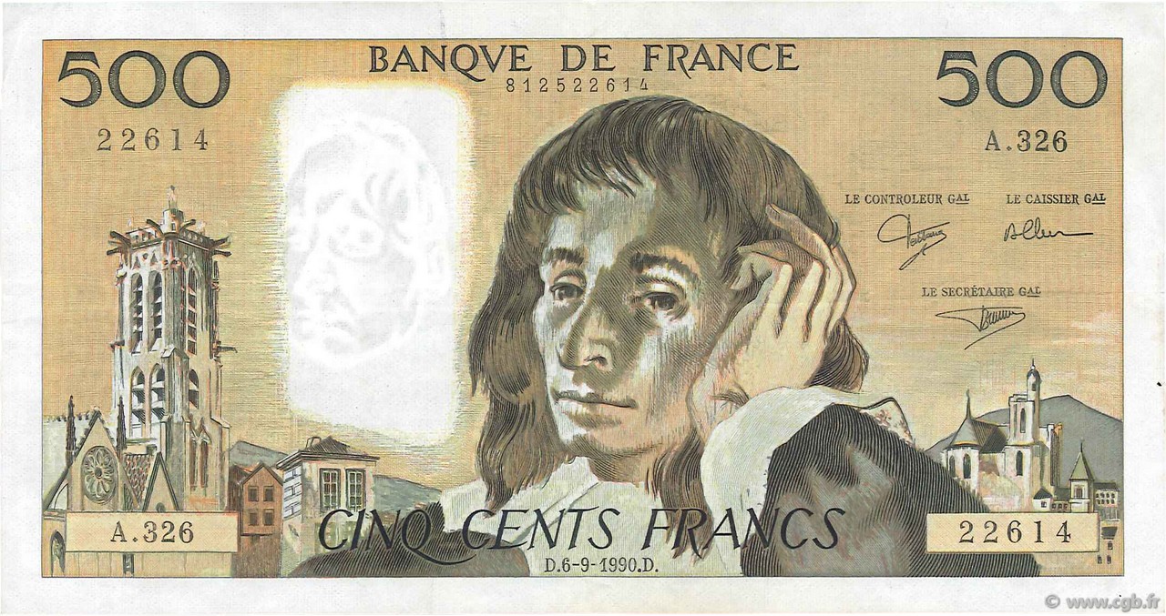 500 Francs PASCAL FRANCIA  1990 F.71.45 MBC