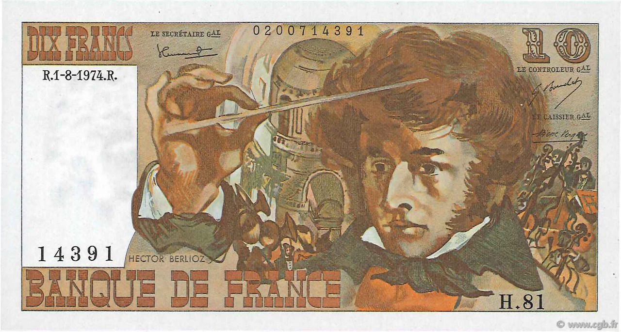 10 Francs BERLIOZ Fauté FRANCE  1974 F.63.06 NEUF