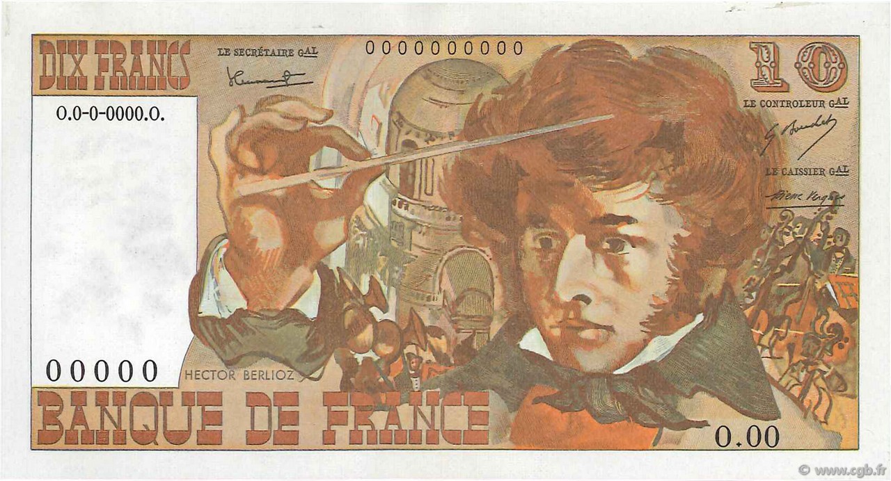10 Francs BERLIOZ Spécimen FRANCE  1972 F.63.01S AU-