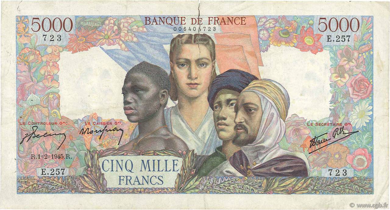 5000 Francs EMPIRE FRANÇAIS FRANCIA  1945 F.47.11 BC