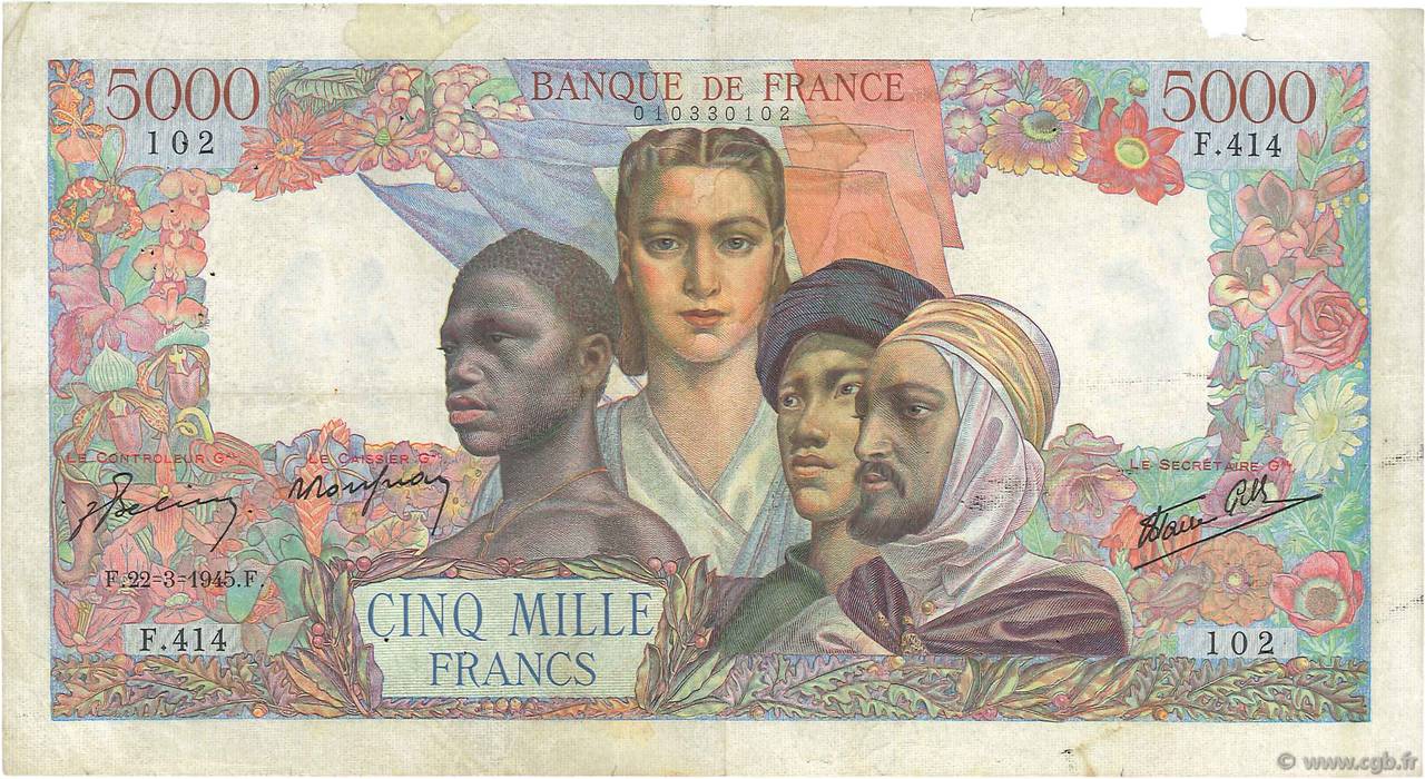 5000 Francs EMPIRE FRANÇAIS FRANCIA  1945 F.47.18 BC