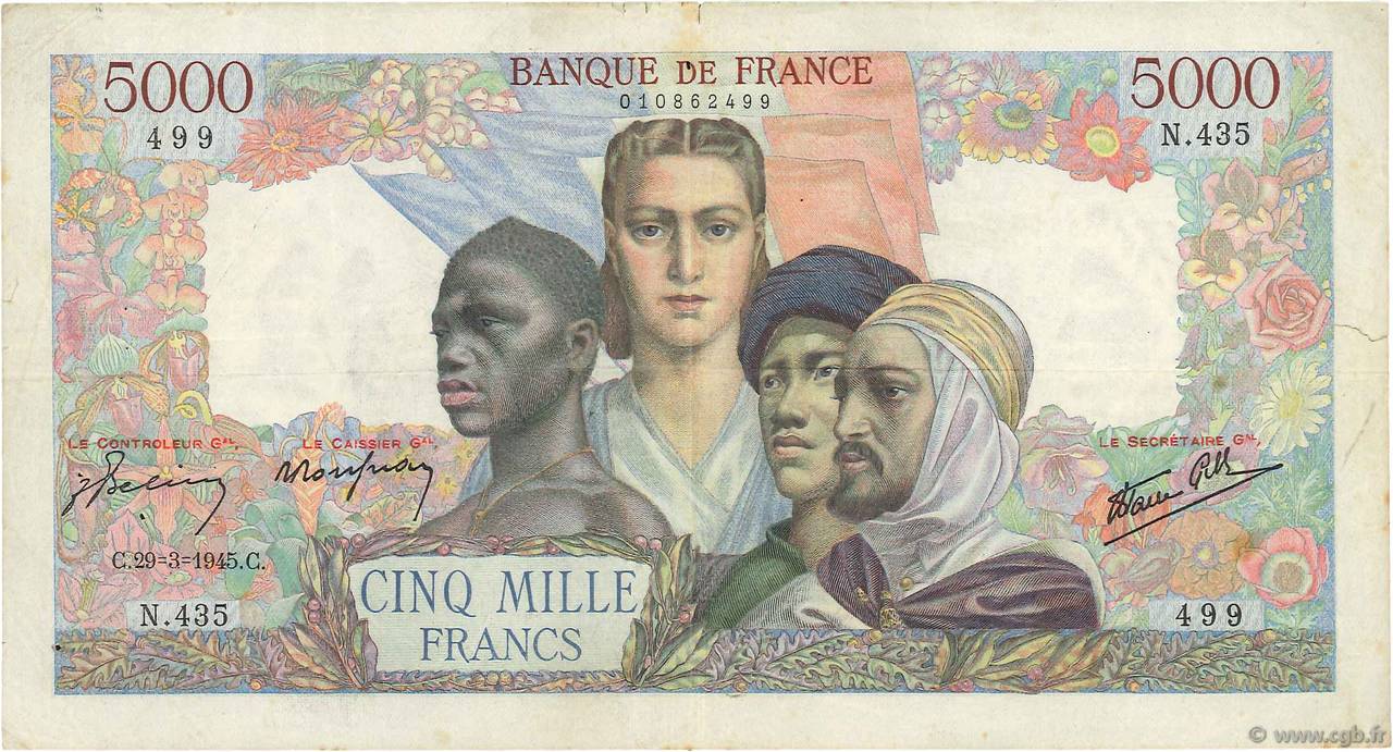 5000 Francs EMPIRE FRANÇAIS FRANCIA  1945 F.47.19 BC+