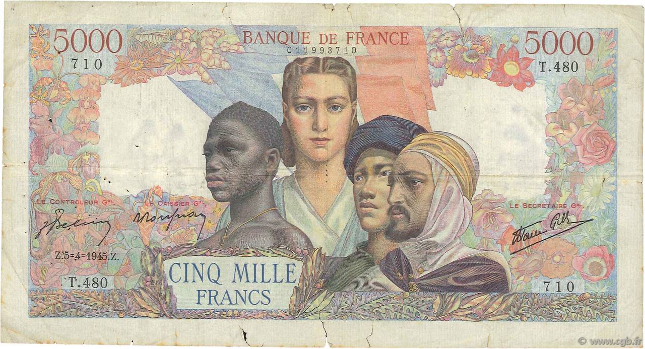 5000 Francs EMPIRE FRANCAIS FRANCIA  1945 F.47.20 B