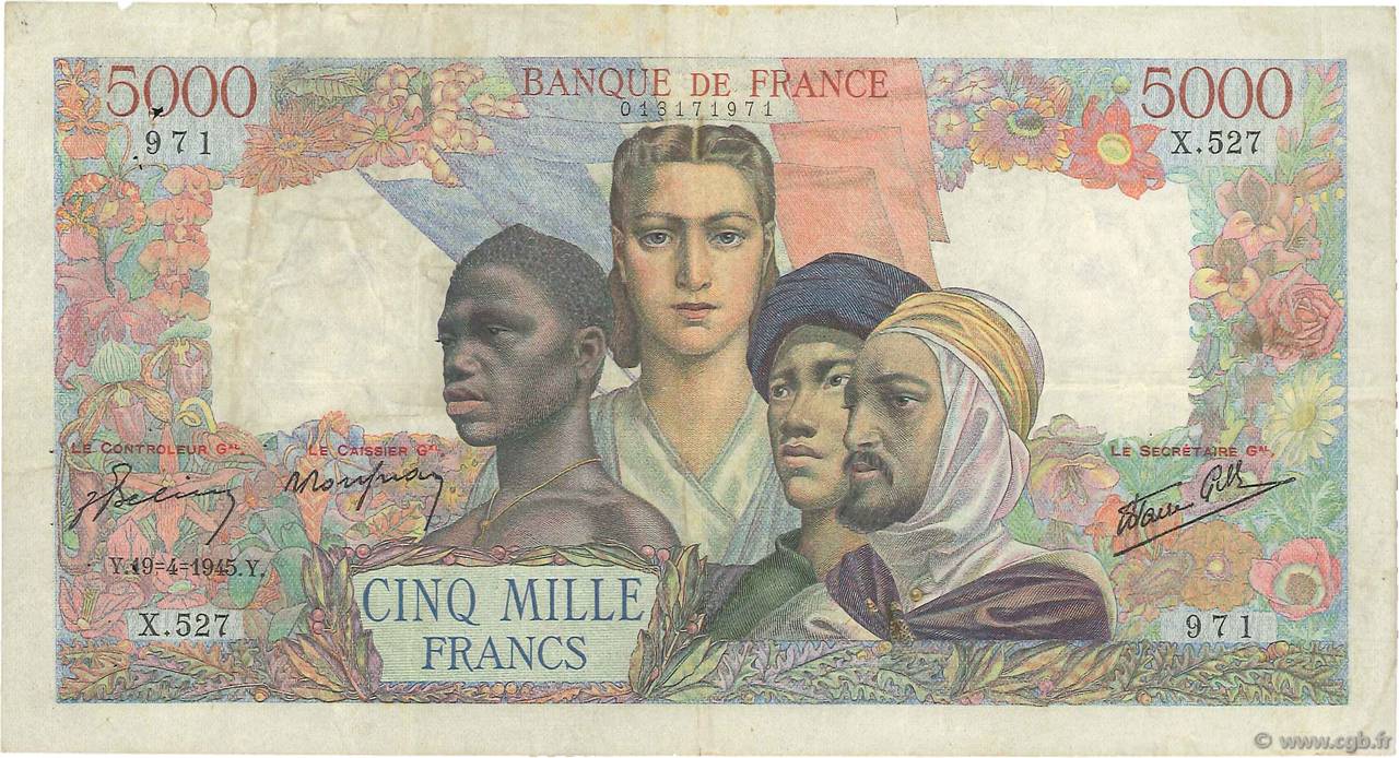 5000 Francs EMPIRE FRANçAIS FRANCIA  1945 F.47.22 BC