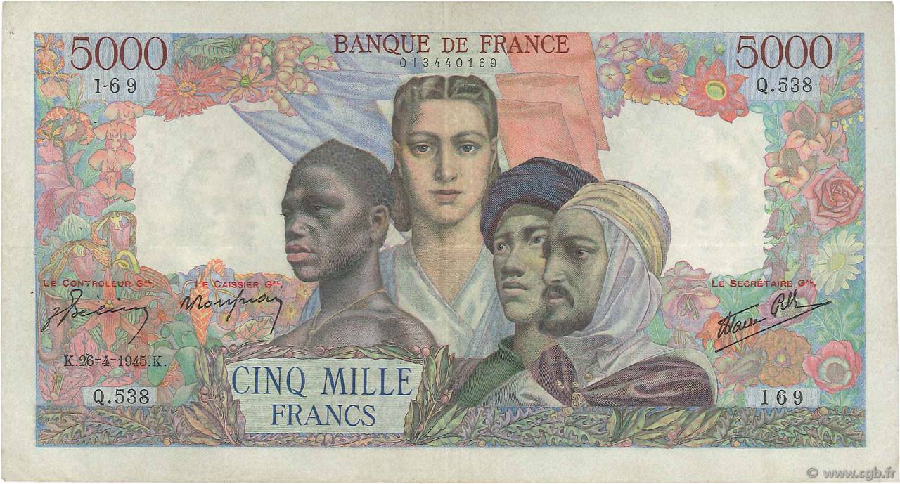 5000 Francs EMPIRE FRANÇAIS FRANCE  1945 F.47.23 VF