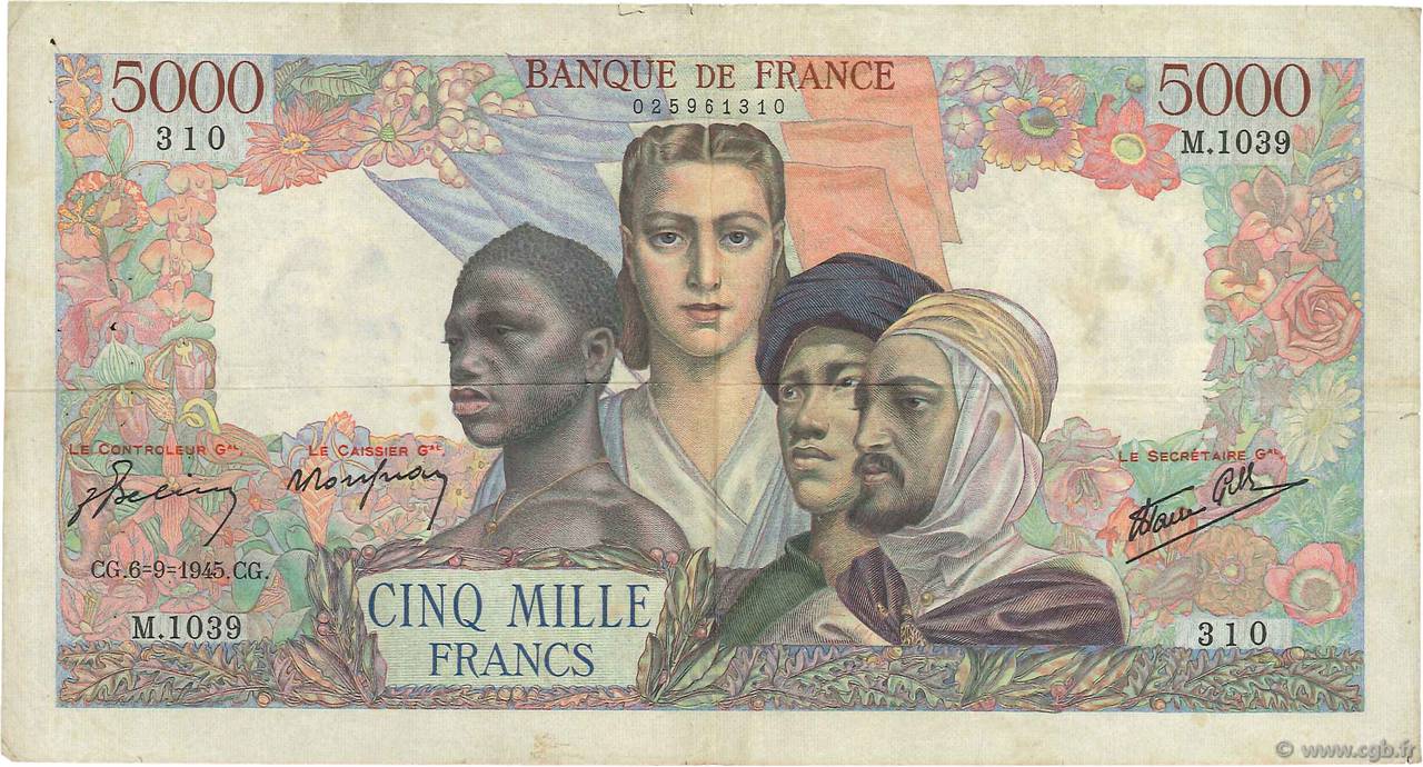 5000 Francs EMPIRE FRANÇAIS FRANCE  1945 F.47.42 F