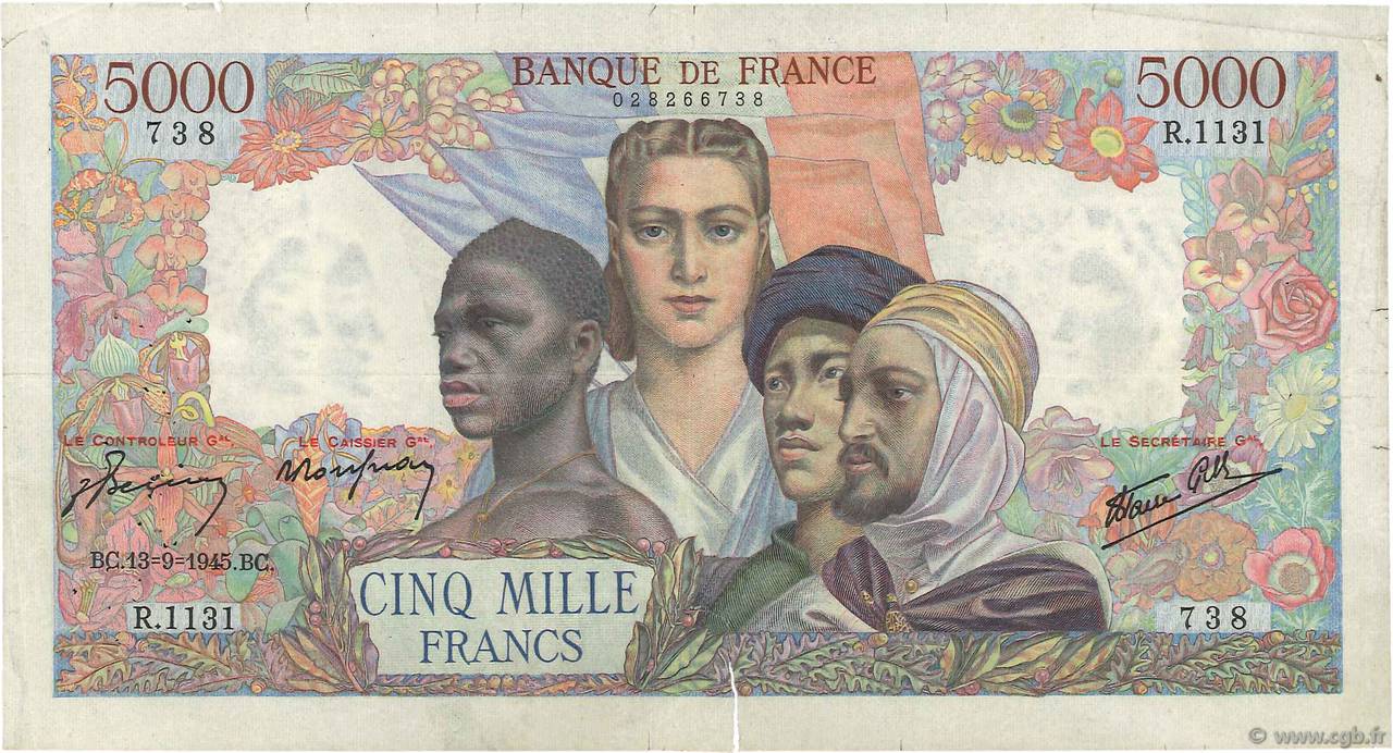 5000 Francs EMPIRE FRANÇAIS FRANCIA  1945 F.47.43 BC