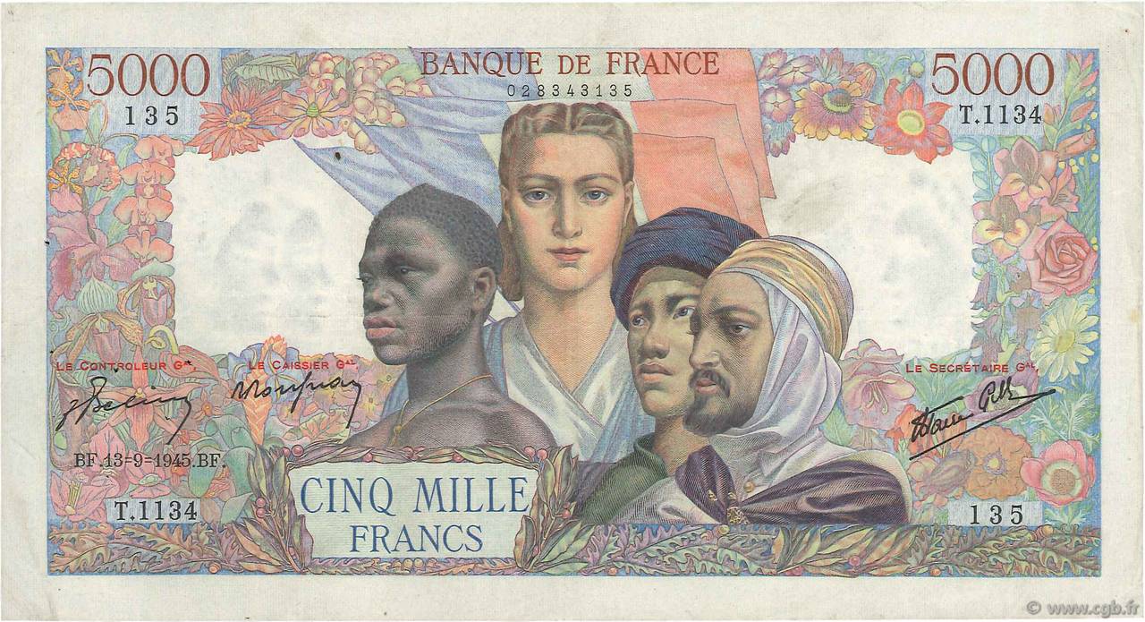 5000 Francs EMPIRE FRANÇAIS FRANCIA  1945 F.47.43 MBC