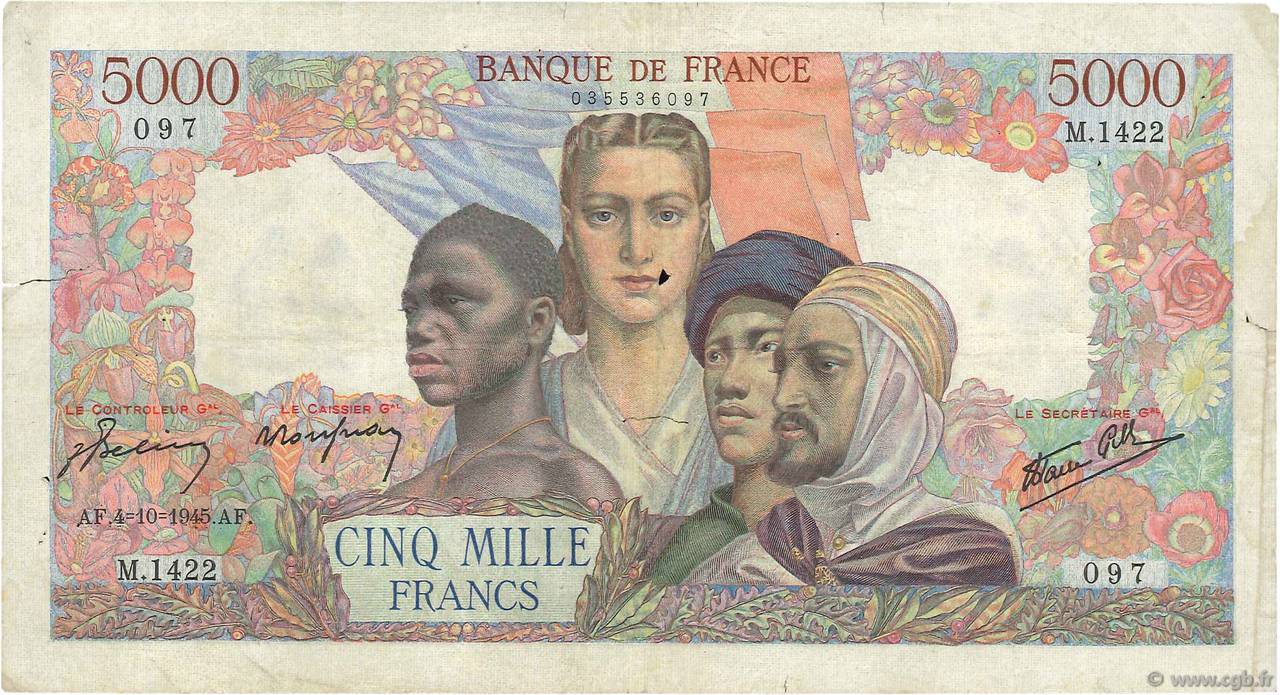 5000 Francs EMPIRE FRANÇAIS FRANCIA  1945 F.47.46 RC
