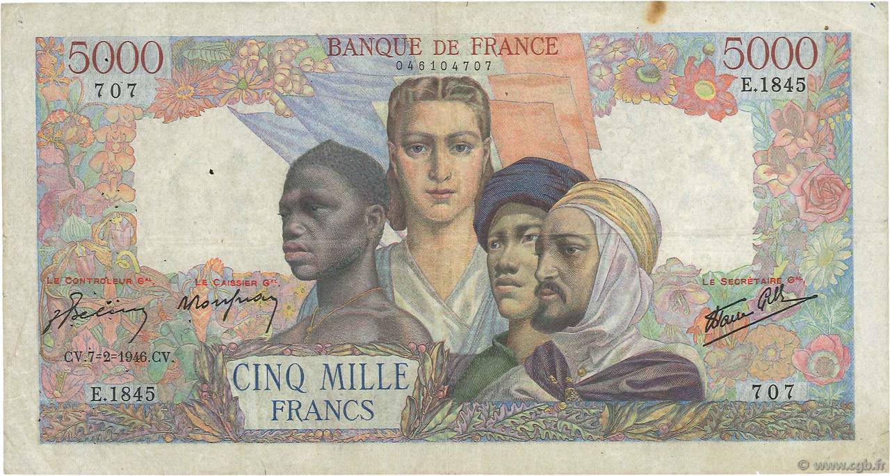 5000 Francs EMPIRE FRANÇAIS FRANCIA  1946 F.47.50 BC+