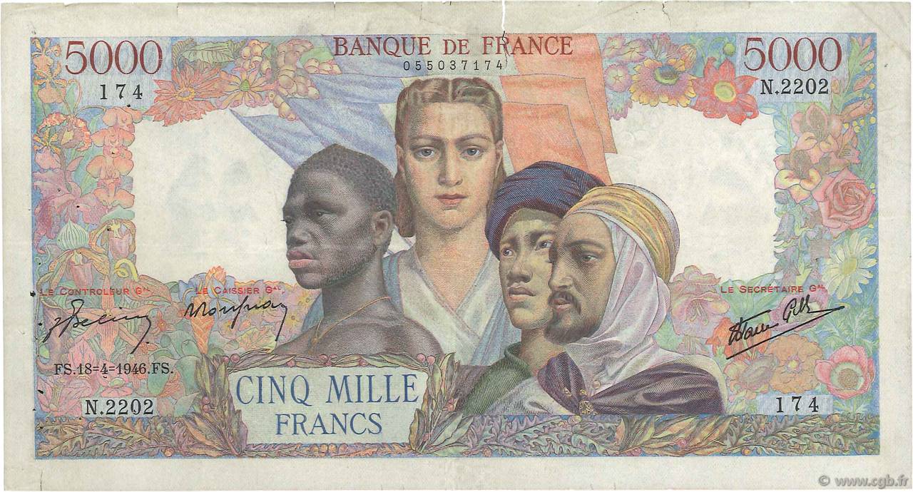 5000 Francs EMPIRE FRANÇAIS FRANCIA  1946 F.47.52 BC