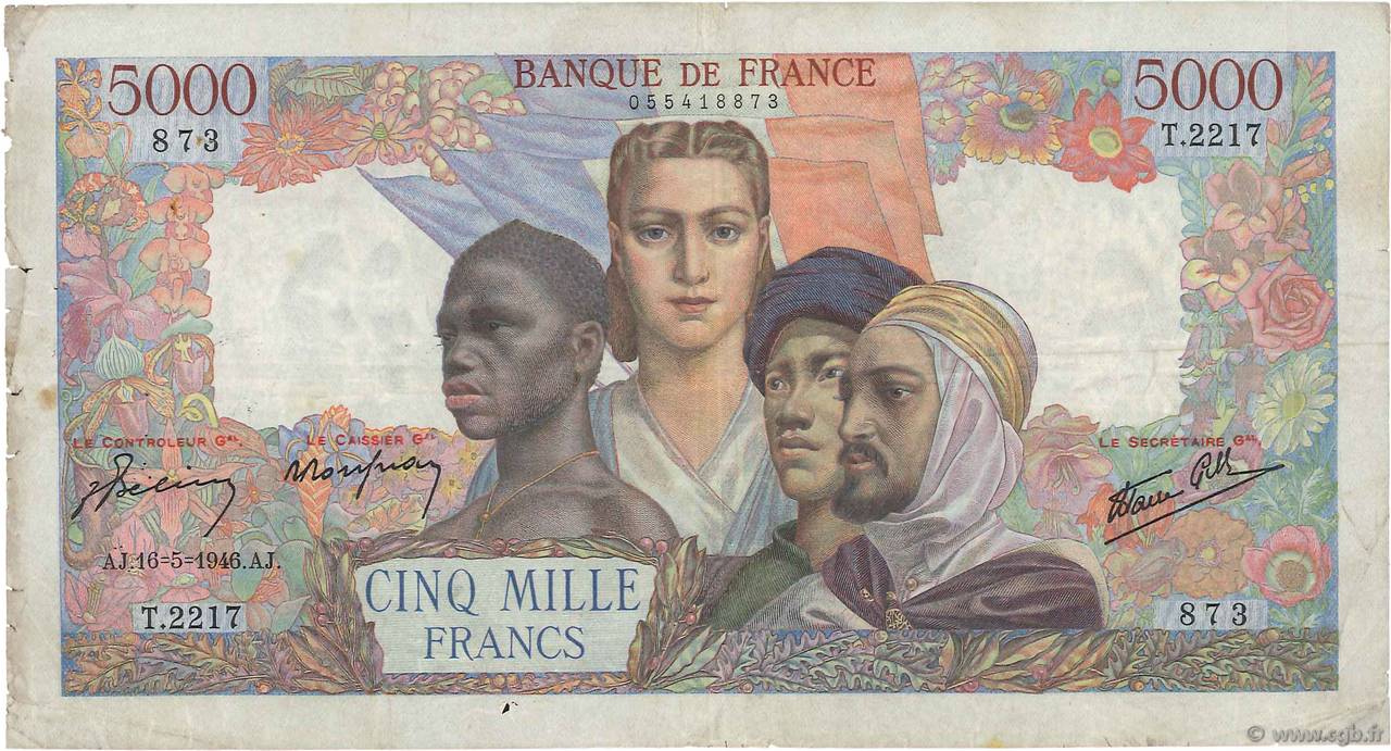5000 Francs EMPIRE FRANÇAIS FRANCE  1946 F.47.53 B+