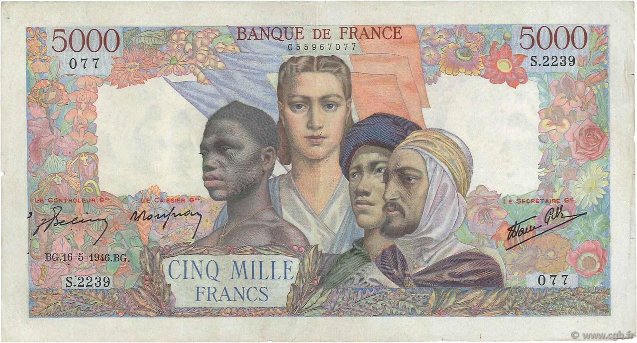 5000 Francs EMPIRE FRANÇAIS FRANCIA  1946 F.47.53 BC+
