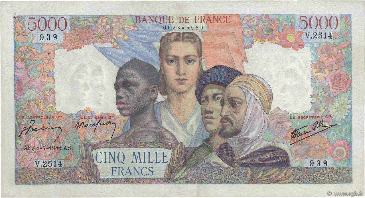 5000 Francs EMPIRE FRANÇAIS FRANCIA  1946 F.47.55 MBC+