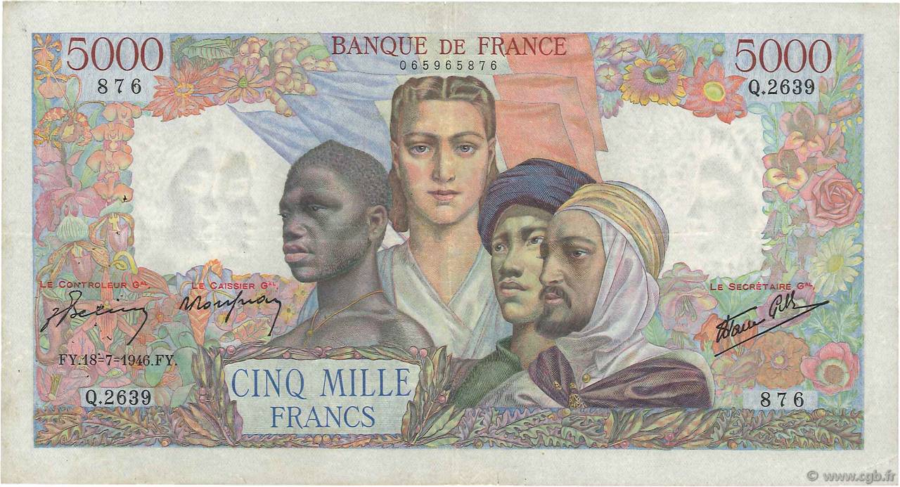 5000 Francs EMPIRE FRANÇAIS FRANCIA  1946 F.47.55 MBC